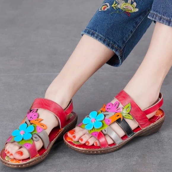 Socofy Colorful Floral Sandals 39 - Picture 2 of 7